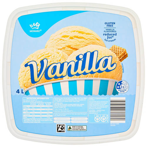 Front shot 2, Vanilla Reduced Fat Ice Cream 4L