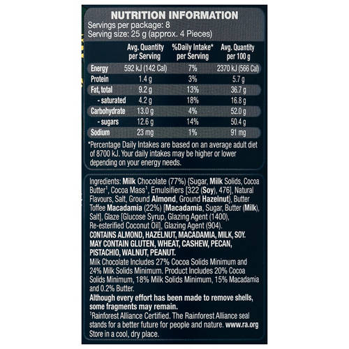 Nutrients 1, Gourmet Butter Toffee Macadamia Chocolate Nuts 200g