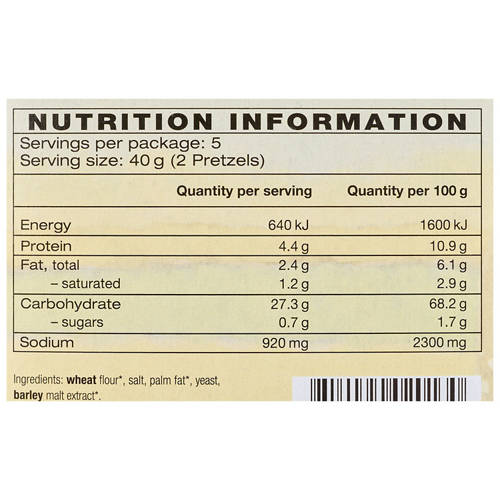 Ingredients 1, Large Pretzels 200g
