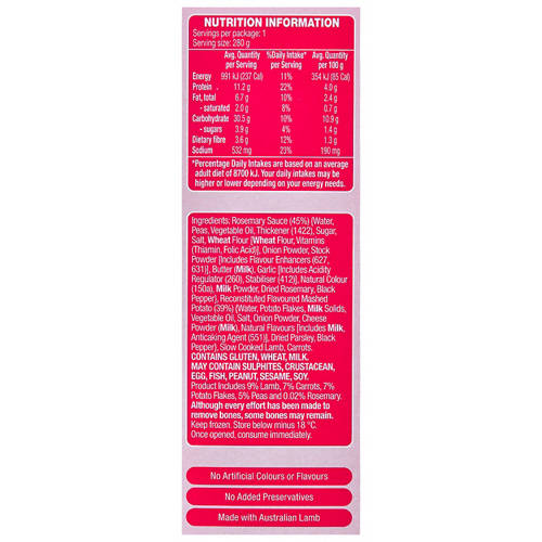 Nutrients 1, Lamb Hot Pot 280g