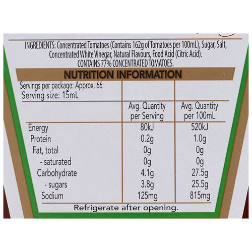 Nutrients 1, Tomato Ketchup 1L