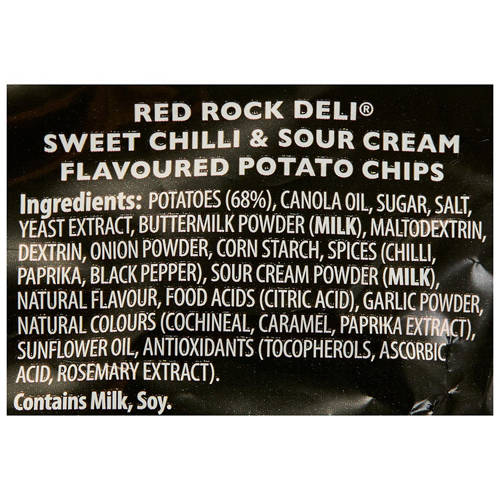 Ingredients 1, Sweet Chilli & Sour Cream Chips 165g