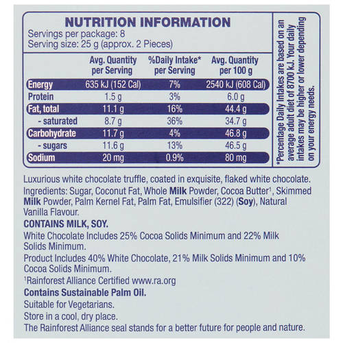 Nutrients 1, White Chocolate Flaked Truffles 200g