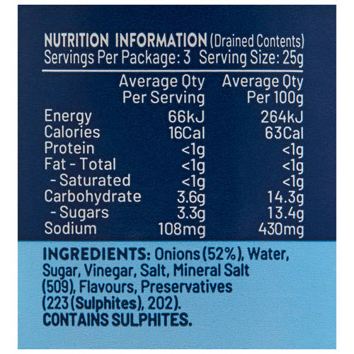 Nutrients 1, White Cocktail Onions 150g