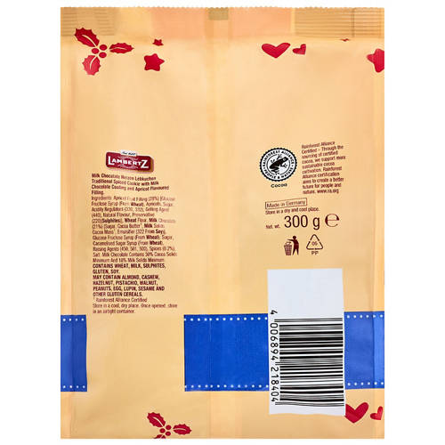 Front shot 3, Herzen Lebkuchen Gingerbread Hearts Milk Chocolate 300g
