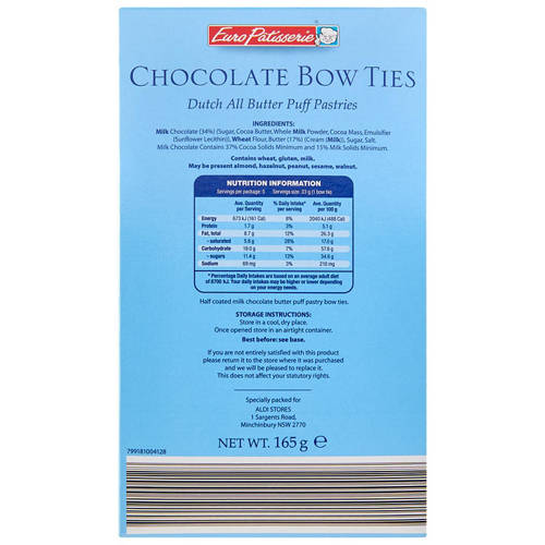 Front shot 3, Pastry Biscuits Chocolate Bow Ties 165g