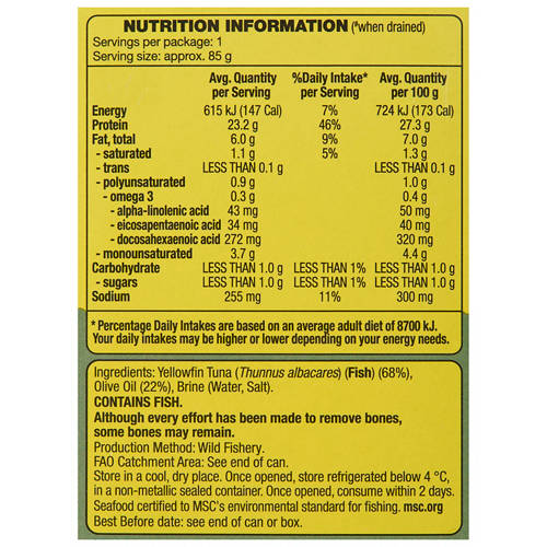 Nutrients 1, Yellowfin Tuna Slices In Olive Oil 125g