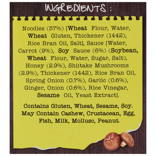 Ingredients 1, Soy Honey Noodle Box 280g