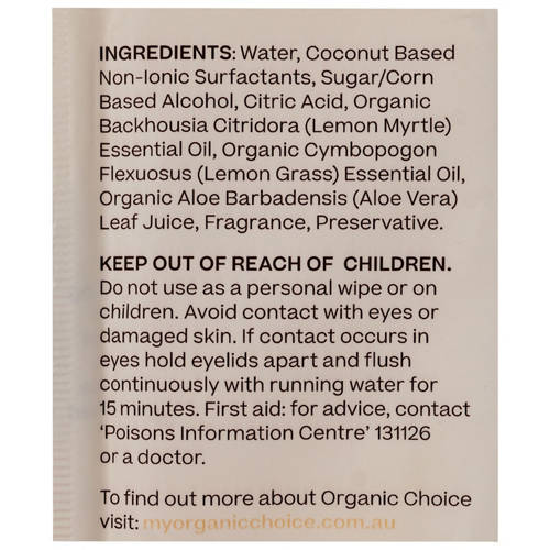 Ingredients 1, Organic Choice Wipes 96 Pack