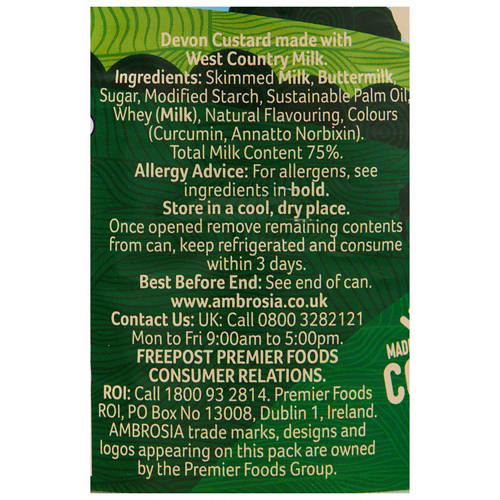Ingredients 1, Devon Custard 400g
