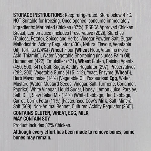 Ingredients 1, Greek Style RSPCA Approved Chicken Tortilla Wrap Meal Kit 708g