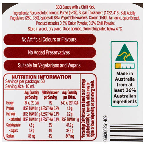 Nutrients 1, Spicy BBQ Sauce 500mL