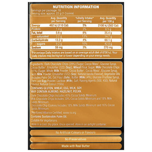 Nutrients 1, Signature 40% Chocolate Chip Cookies 400g