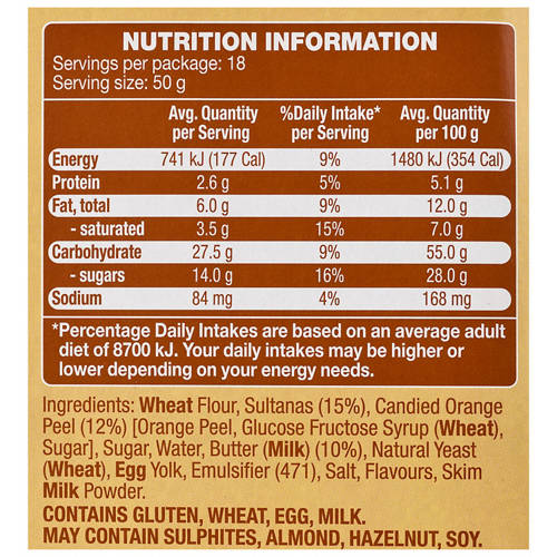 Ingredients 1, Panettone Traditional 900g