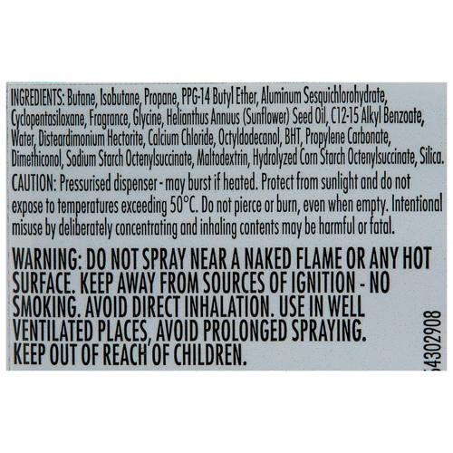 Ingredients 1, Antiperspirant Deodorant 72 Hour 2x127g/130g