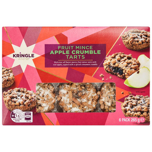 Front shot 3, Apple Crumble Fruit Mince Tarts 6 Pack 265g