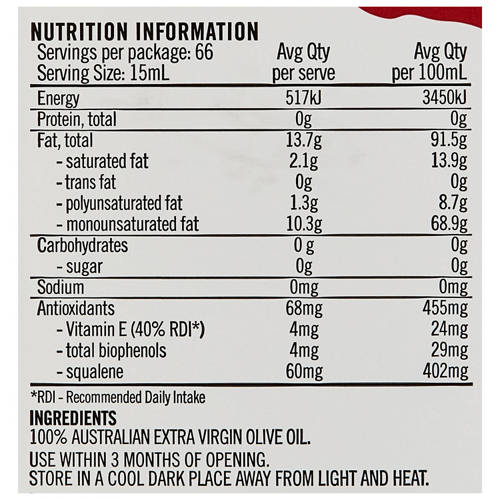Nutrients 1, Australian Extra Virgin Olive Oil 1L