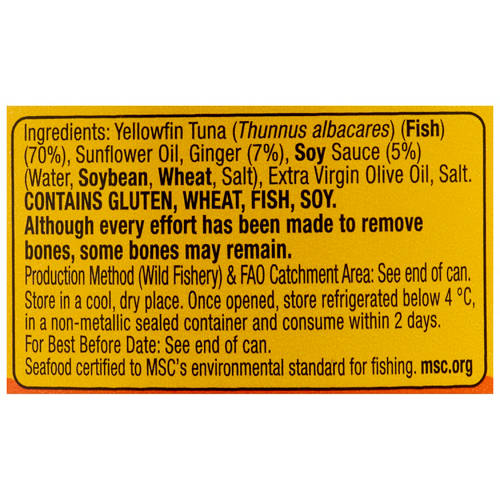 Ingredients 1, Yellowfin Tuna with Ginger and Soy 95g