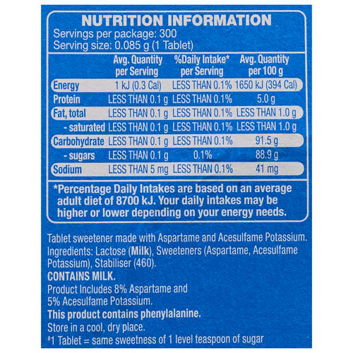 Nutrients 1, Sweetner Tablets Aspartame 300 Tablets