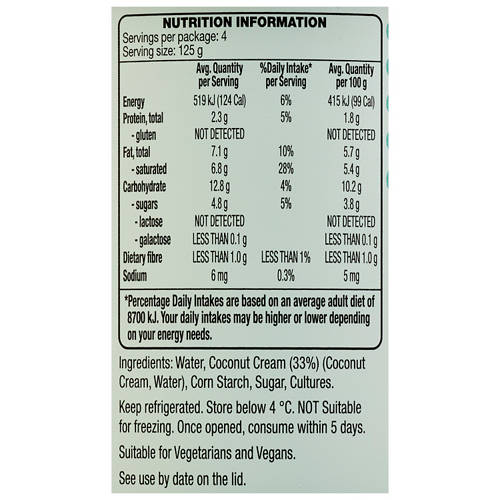 Nutrients 1, Coconut Yogurt Natural 500g