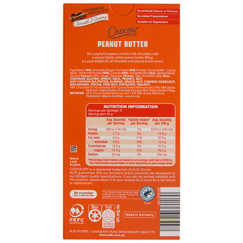 Front shot 2, Peanut Butter Chocolate Block 200g