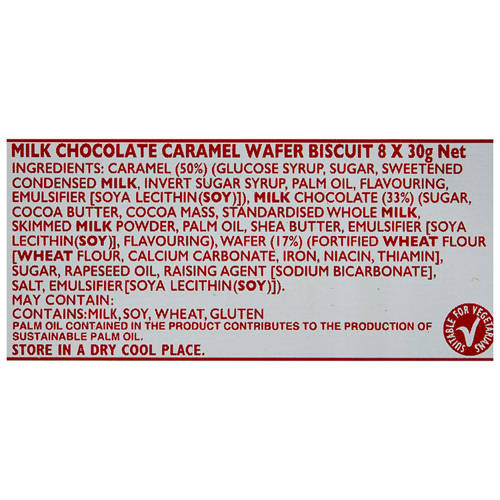Ingredients 1, Caramel Wafer Biscuits 8 Pack 240g