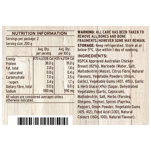 Nutrients 1, RSPCA Approved Chicken Breast Steaks Garlic & Herb 400g