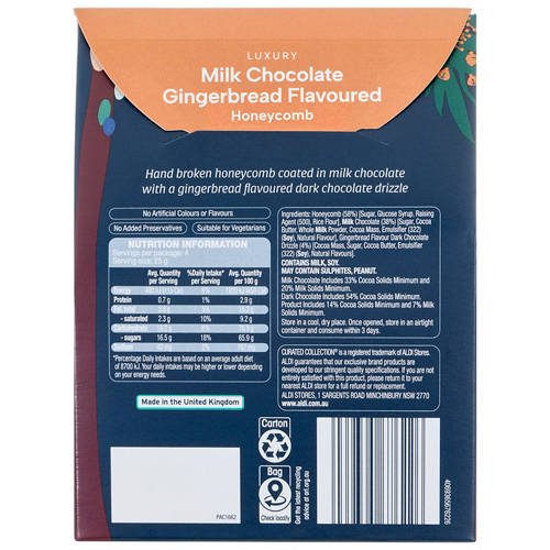 Front shot 3, Gourmet Honeycomb Milk Chocolate Gingerbread 100g