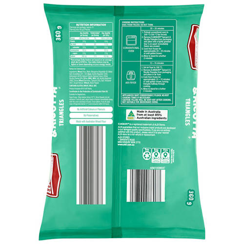 Front shot 2, Spinach & Ricotta Triangles 360g