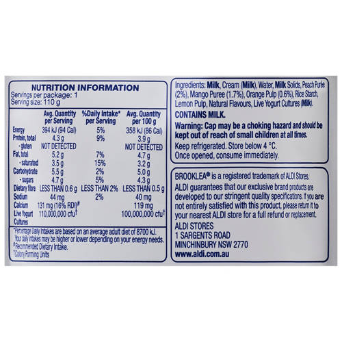 Nutrients 1, No Added Sugar Tropical Yogurt Pouch 110g