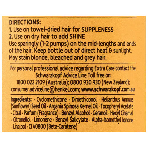 Ingredients 1, Extra Care Daily Oil Treatment 100ml