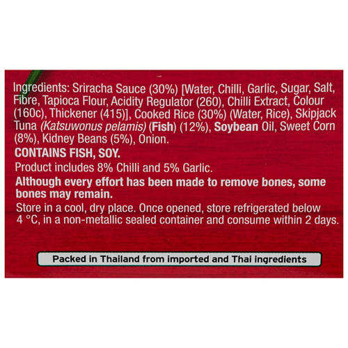 Ingredients 1, Sriracha with Rice Tuna Bowl 190g
