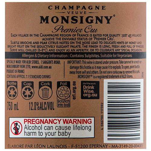 Nutrients 1, Veuve Premier Cru Champagne NV 750ml