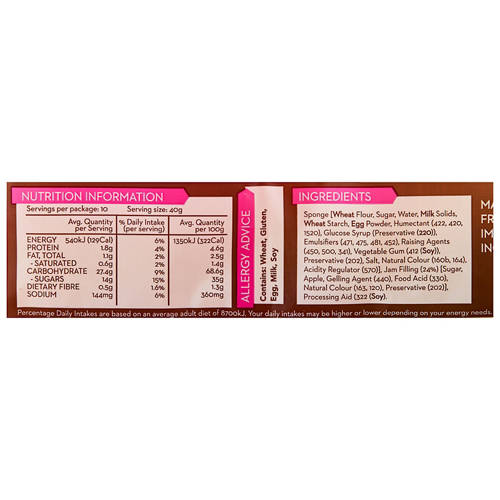 Nutrients 1, Jam Sponge Roll 400g