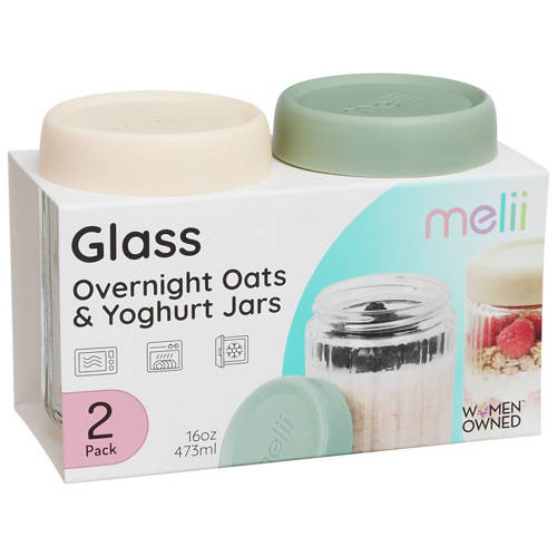 Front shot 2, Glass Overnight Oats and Yoghurt Jars 2 Pack