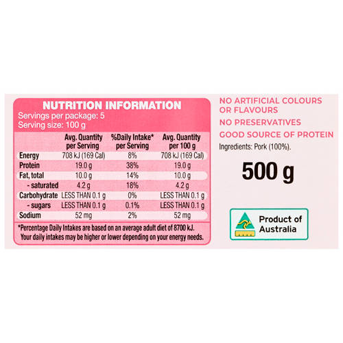 Nutrients 1, Lean Pork Mince 500g
