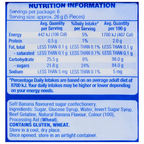 Nutrients 1, Bananas 160g