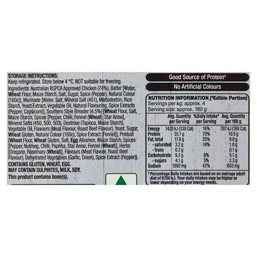 Nutrients 1, Southern Style RSPCA Approved Chicken Portions per kg