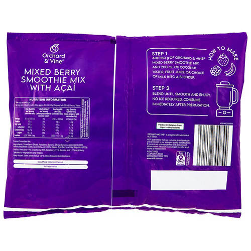 Front shot 2, Mixed Berry Smoothie Mix with Acai 450g