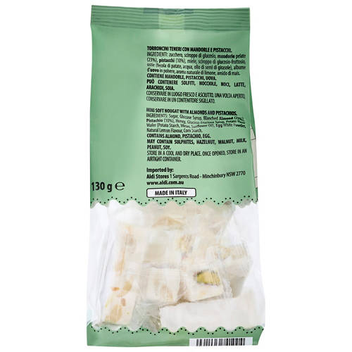 Front shot 3, Torroncini Con Mandorle Mini Soft Nougat Almonds and Pistachios 130g