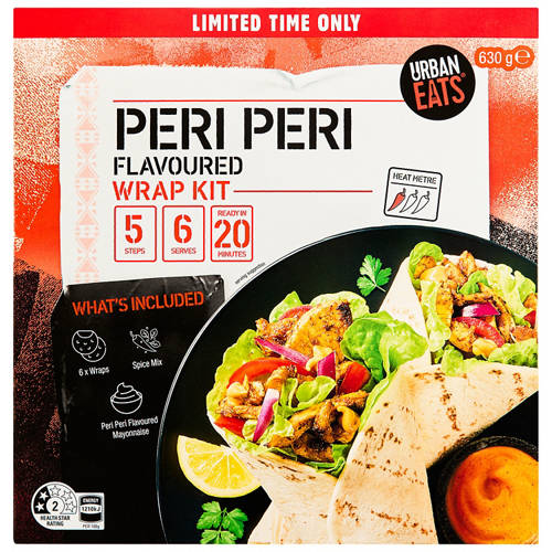 Front shot 2, Peri Peri Flavoured Wrap Meal Kit 630g