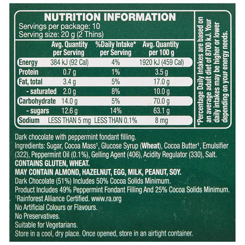 Nutrients 1, Delightful Mint Thins 200g