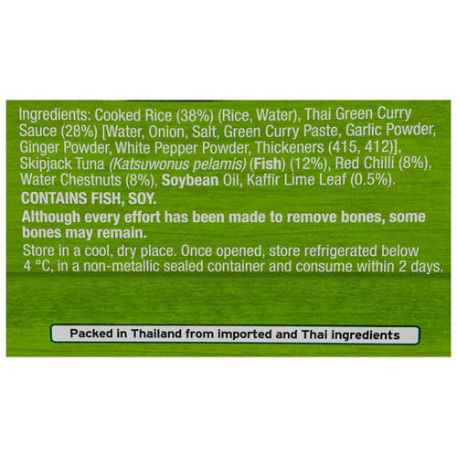 Ingredients 1, Thai Green Curry Tuna Bowl 190g