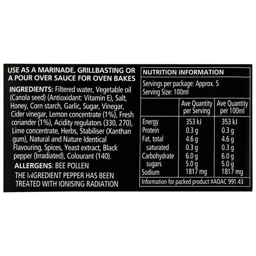 Ingredients 1, Lemon Marinade 500ml