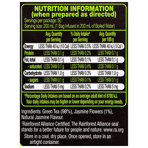 Nutrients 1, Green Tea Jasmine 50 Tea Bags 75g