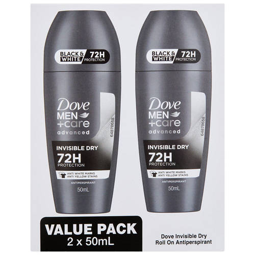 Front shot 2, Advanced Care 72 Hr Roll-On Deodorant for Men or Women 2 x 50ml