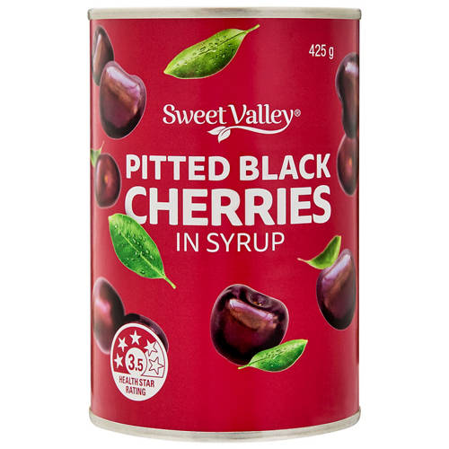 Front shot 2, Pitted Black Cherries in Syrup 425g