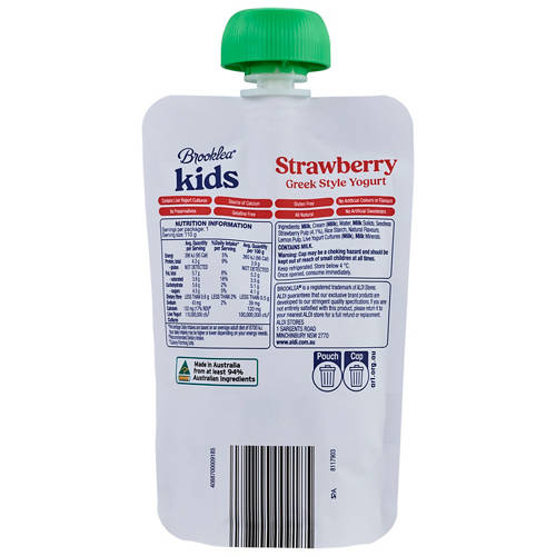 Front shot 2, No Added Sugar Strawberry Yogurt Pouch 110g