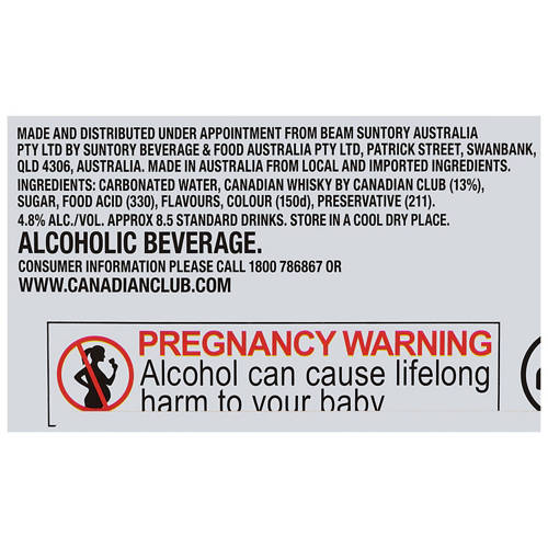 Ingredients 1, Canadian Club & Dry 4pk 375ml