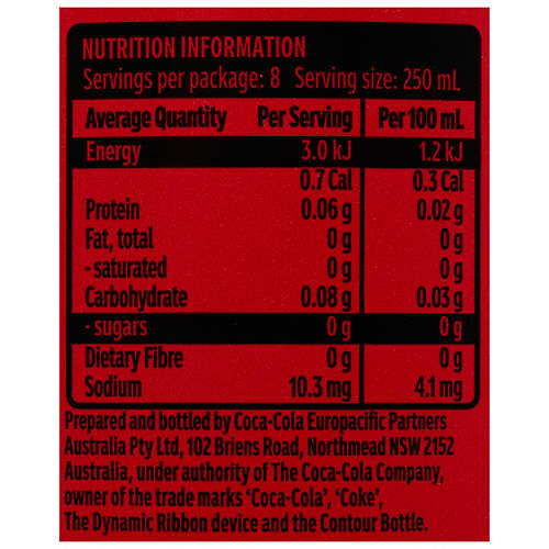 Nutrients 1, Coke Zero Sugar Soft Drink 2L